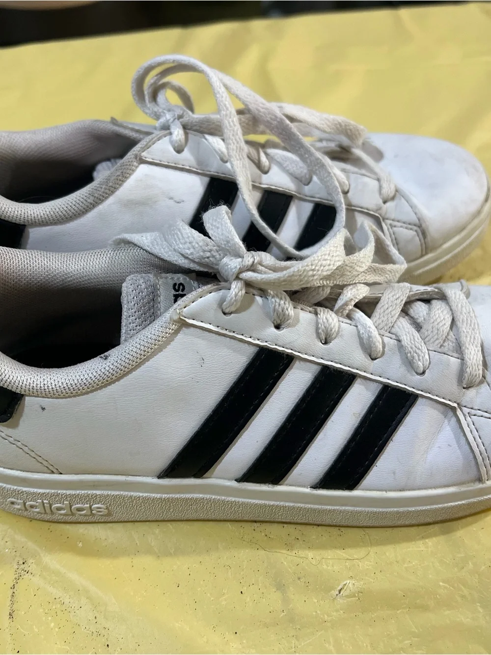 adidas White and Black Kids Sneakers - Classic Three-Stripes